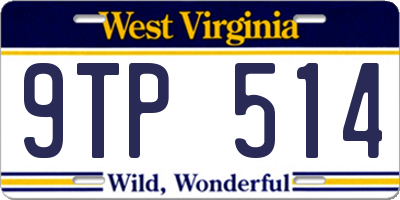 WV license plate 9TP514