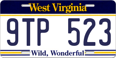 WV license plate 9TP523