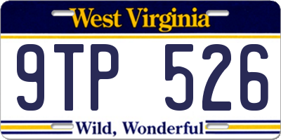 WV license plate 9TP526