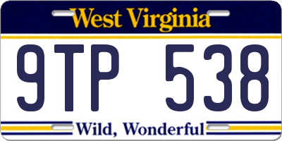 WV license plate 9TP538