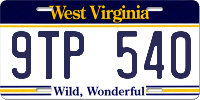 WV license plate 9TP540