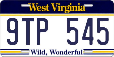 WV license plate 9TP545