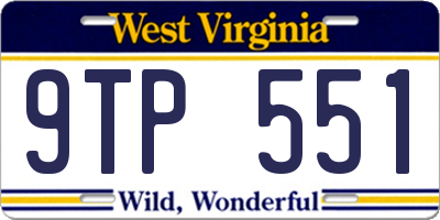 WV license plate 9TP551