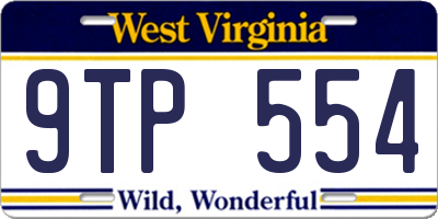 WV license plate 9TP554