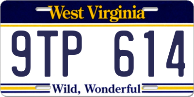 WV license plate 9TP614