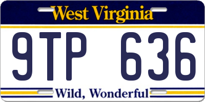 WV license plate 9TP636