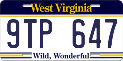 WV license plate 9TP647