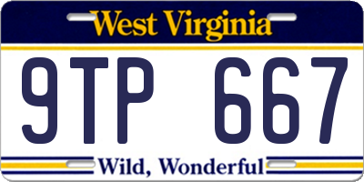 WV license plate 9TP667