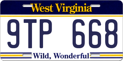 WV license plate 9TP668