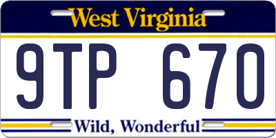 WV license plate 9TP670