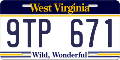 WV license plate 9TP671