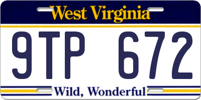 WV license plate 9TP672