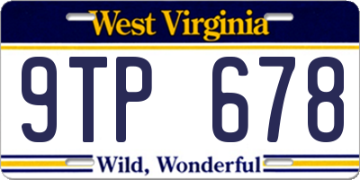 WV license plate 9TP678