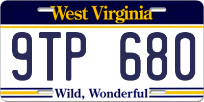 WV license plate 9TP680