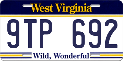 WV license plate 9TP692