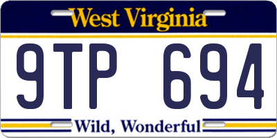WV license plate 9TP694