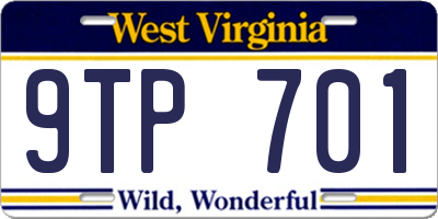 WV license plate 9TP701