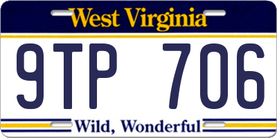 WV license plate 9TP706
