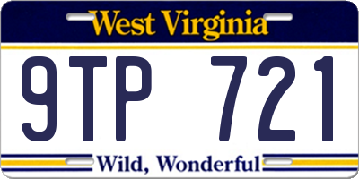 WV license plate 9TP721