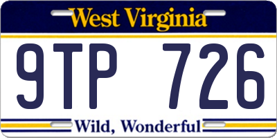 WV license plate 9TP726