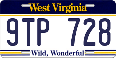 WV license plate 9TP728