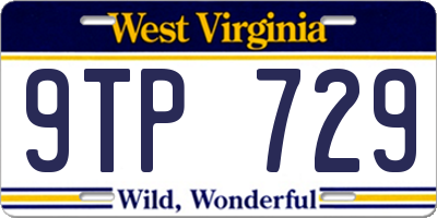 WV license plate 9TP729