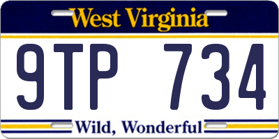 WV license plate 9TP734
