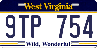 WV license plate 9TP754