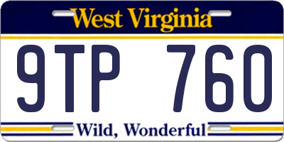 WV license plate 9TP760
