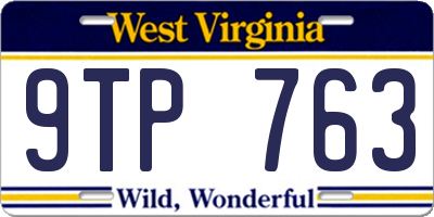 WV license plate 9TP763