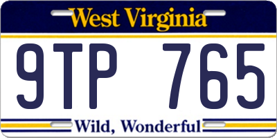 WV license plate 9TP765