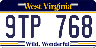 WV license plate 9TP768