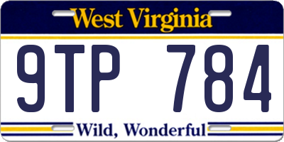 WV license plate 9TP784