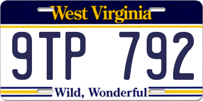 WV license plate 9TP792