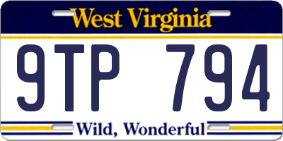 WV license plate 9TP794