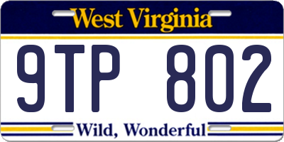 WV license plate 9TP802