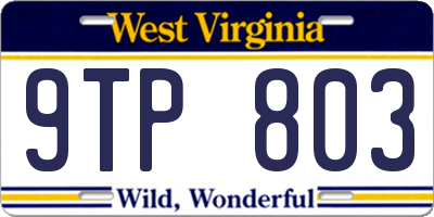 WV license plate 9TP803
