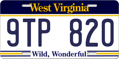 WV license plate 9TP820