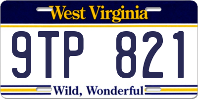 WV license plate 9TP821