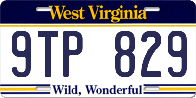 WV license plate 9TP829