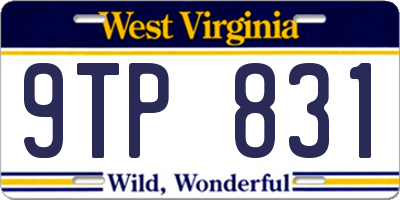 WV license plate 9TP831