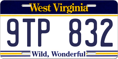 WV license plate 9TP832