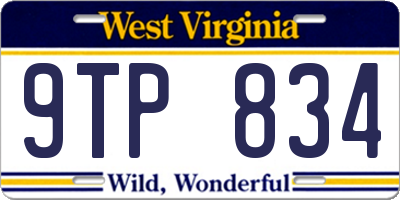WV license plate 9TP834