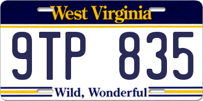 WV license plate 9TP835