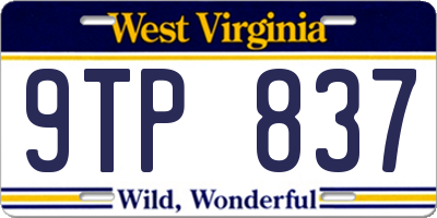 WV license plate 9TP837