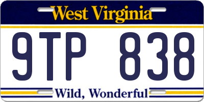 WV license plate 9TP838