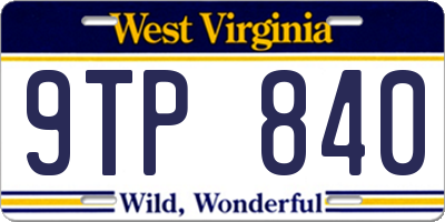 WV license plate 9TP840