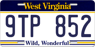 WV license plate 9TP852