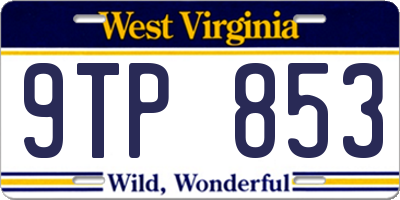 WV license plate 9TP853