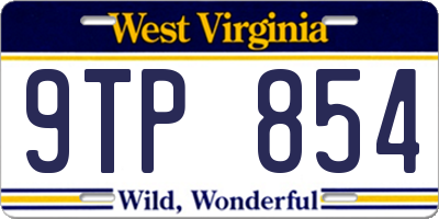 WV license plate 9TP854